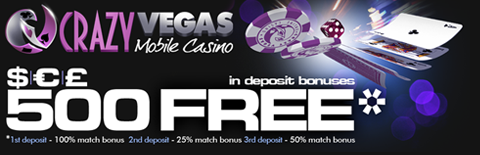 Check out $€£500 Free bonus at Crazy Vegas