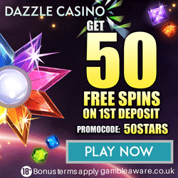 StarBurst £200 and 50 FREE Spins at Dazzle Casino - Use Promo Code 50STARS